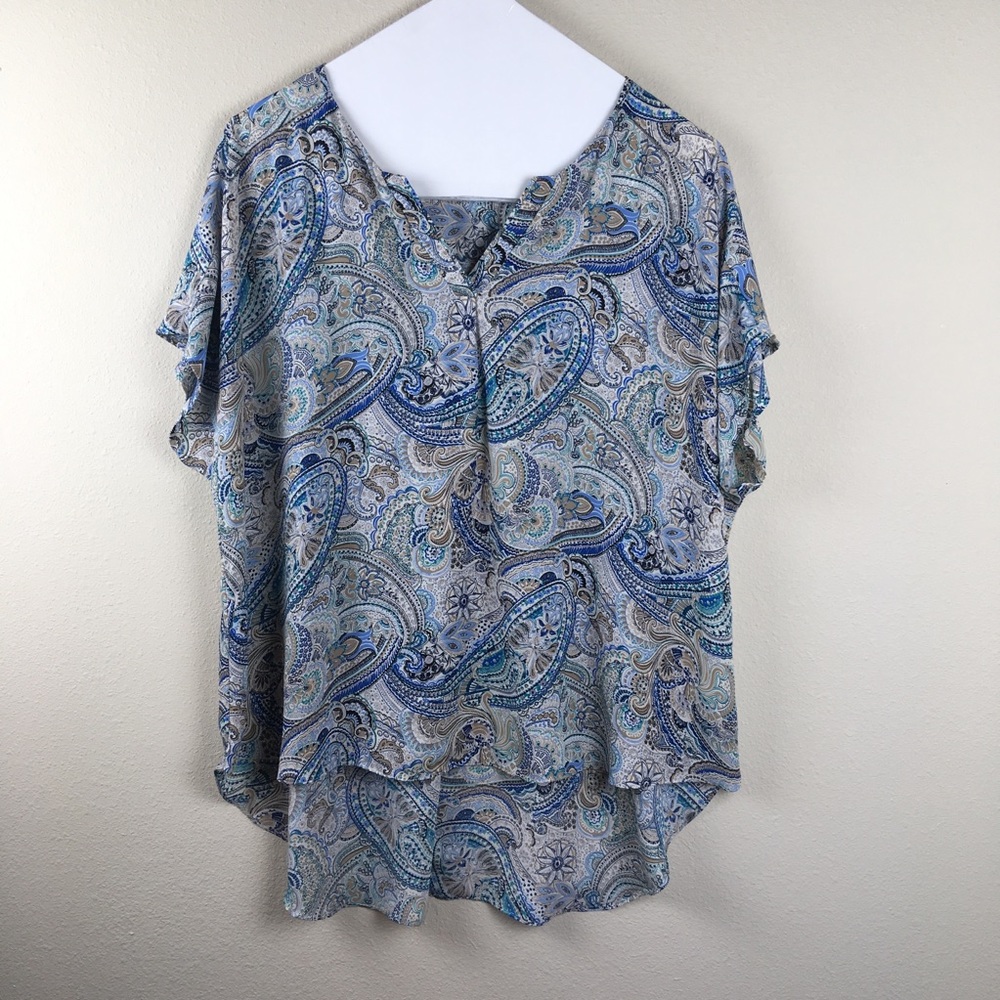 Cato Split Neck Paisley tunic Size 26/28